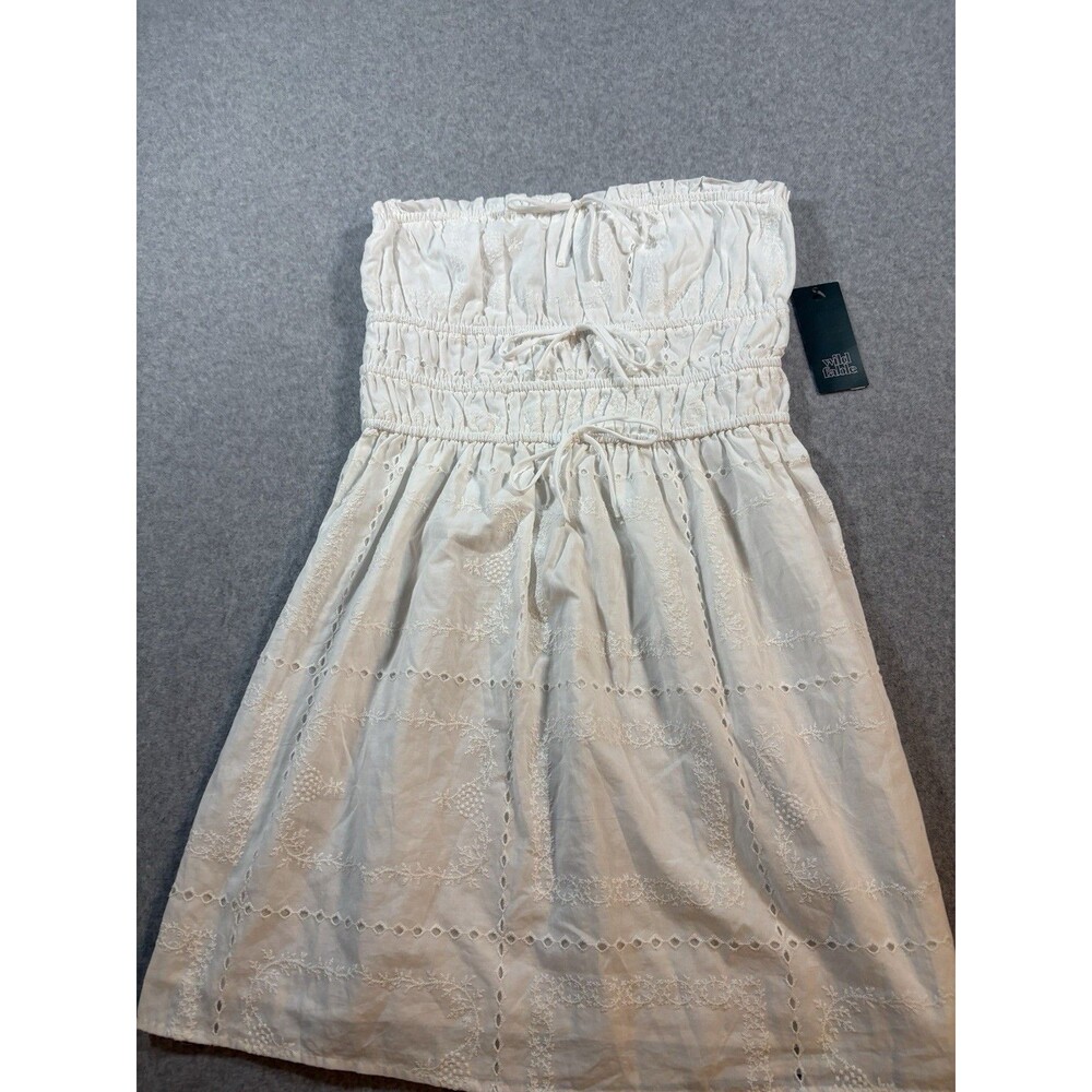 Women's Mini Eyelet Tie-Front Tube Empire Waist Dress - Wild Fable White -S